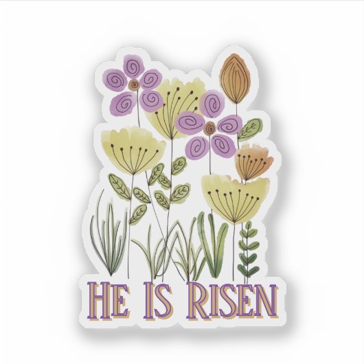 Hij is de huidige Pasen Bloemen Sticker (Voorkant)