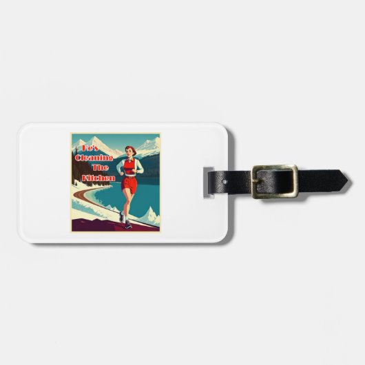 Hij is de keuken aan het schoonmaken Sassy Runner Bagagelabel (Voorkant horizontaal)