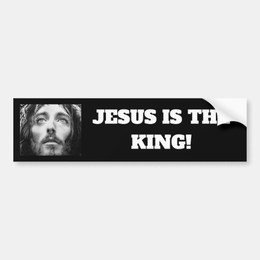 Hij is de Koning Religieuze Vinyl Bumpersticker (Voorkant)
