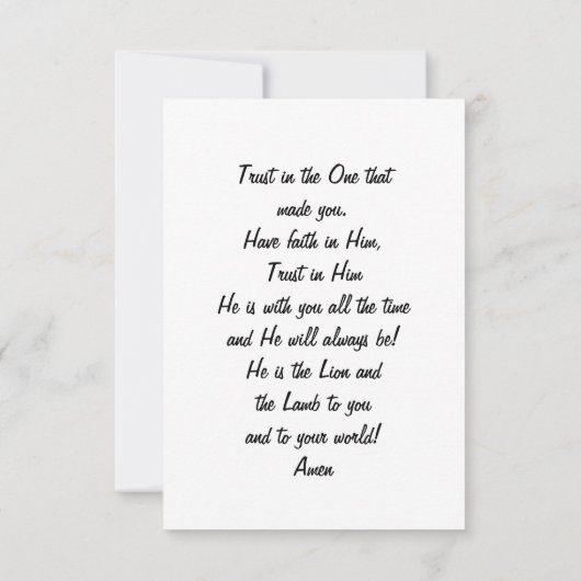 Hij is de leeuw en het lamsmedeleven kaart (Achterkant)