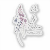 Hij is de Paarse Floral Script Pasen Sticker (Voorkant)
