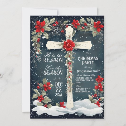 Hij is de Rede voor het Seizoen Cross Kerstmis Kaart (Voorkant)