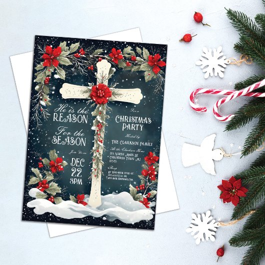 Hij is de Rede voor het Seizoen Cross Kerstmis Kaart