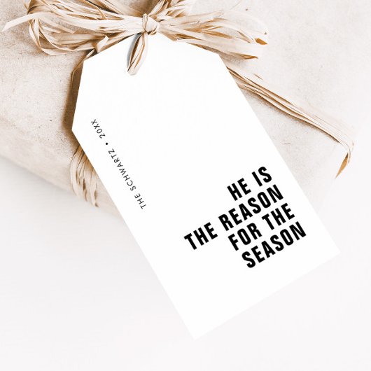 Hij is de reden voor de Christelijke feestdag van  Cadeaulabel