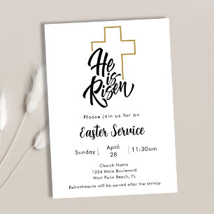 Hij is de Risen Cross Art Church Paasdienst Kaart