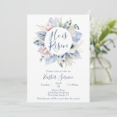 Hij is de Risen Floral Wreath Church Paasdienst Kaart (Staand voorkant)