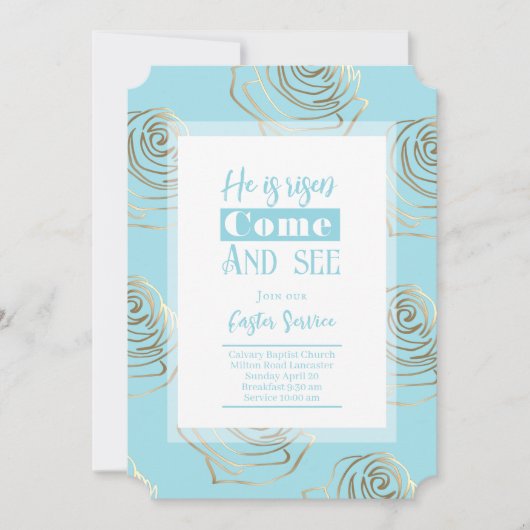Hij is de Robin Egg Blue Easter Invitation Kaart (Voorkant)