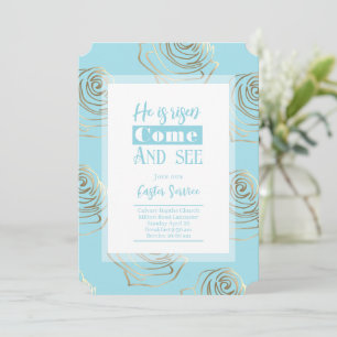 Hij is de Robin Egg Blue Easter Invitation Kaart