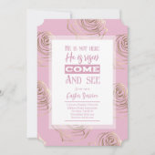 Hij is de roze Paasuitnodiging Kaart (Voorkant)