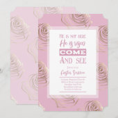 Hij is de roze Paasuitnodiging Kaart (Voorkant / Achterkant)
