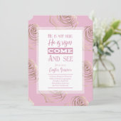 Hij is de roze Paasuitnodiging Kaart (Staand voorkant)