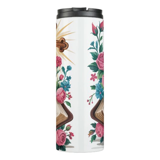 Hij is de verrezen Bloemenbijbel Thermosbeker (Achterkant)