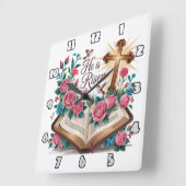 Hij is de verrezen Bloemenbijbel Vierkante Klok (Hoek)