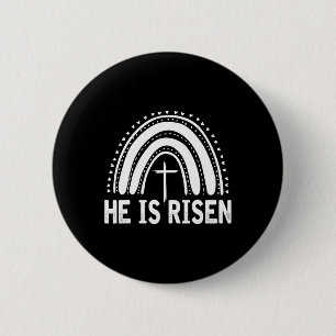 Hij is de Vintage van het kruis Happy Easter 1 Ronde Button 5,7 Cm