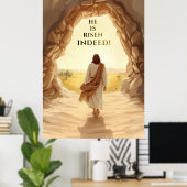 Hij Is Echt Opgestaan Pasen Christelijk Poster (Thuiskantoor)