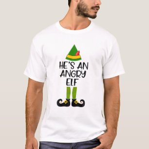 Hij is een angry Elf Matching Familie Kerstmis Paj T-shirt