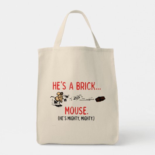 "Hij is een Brick Mouse"-Canvas tas (Achterkant)