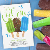 Hij is een Cool One Boy Popsicle Eerste Dag Kaart