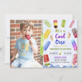 Hij is een coole One Boy Popsicle 1st Birthday Pho Kaart (Voorkant)