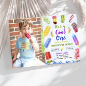 Hij is een coole One Boy Popsicle 1st Birthday Pho Kaart