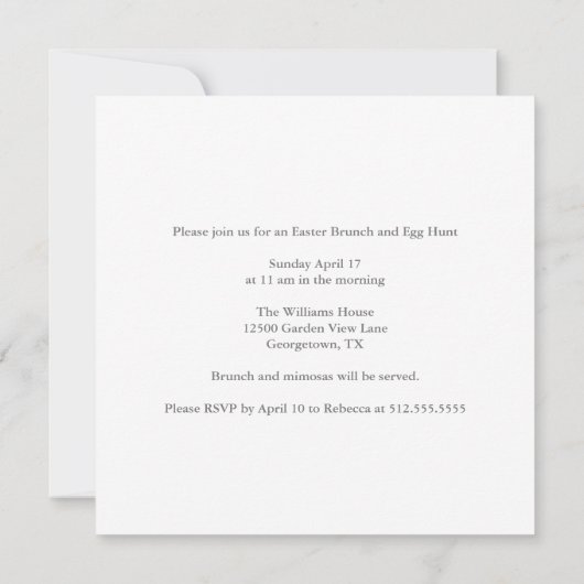 Hij is een erelegante paaspartij Brunch Kaart (Achterkant)