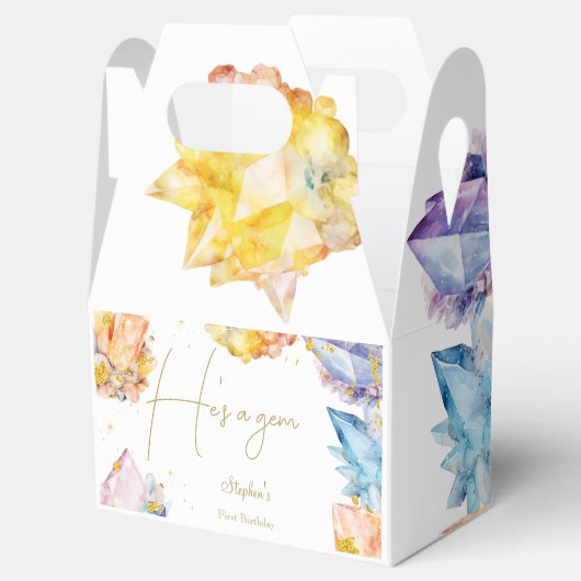 Hij is een Gem Verjaardagskristallen Jongens water Bedankdoosjes (Geopend)