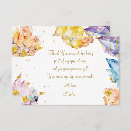 Hij is een Gem Verjaardagskristallen Jongens water Bedankkaart (Voorkant / Achterkant)