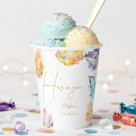 Hij is een Gem Verjaardagskristallen Jongens water Papieren Bekers