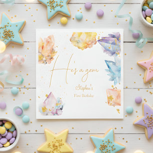 Hij is een Gem Verjaardagskristallen Jongens water Servet