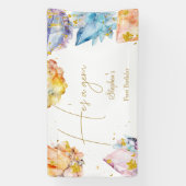 Hij is een Gem Verjaardagskristallen Jongens water Spandoek (Verticaal)