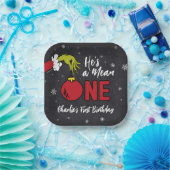 Hij is een gemene | Grinch Chalkboard Verjaardag Papieren Bordje (Feest)