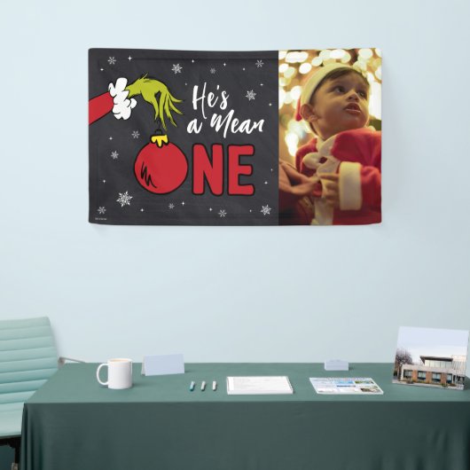 Hij is een gemene | Grinch Chalkboard Verjaardag Spandoek (Beurs)
