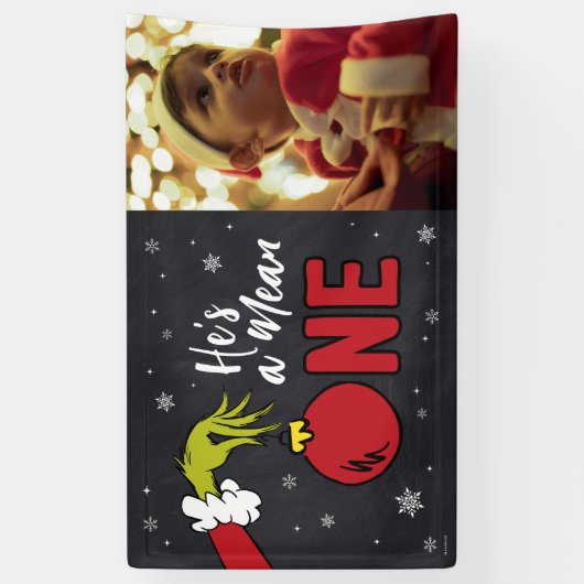 Hij is een gemene | Grinch Chalkboard Verjaardag Spandoek (Verticaal)