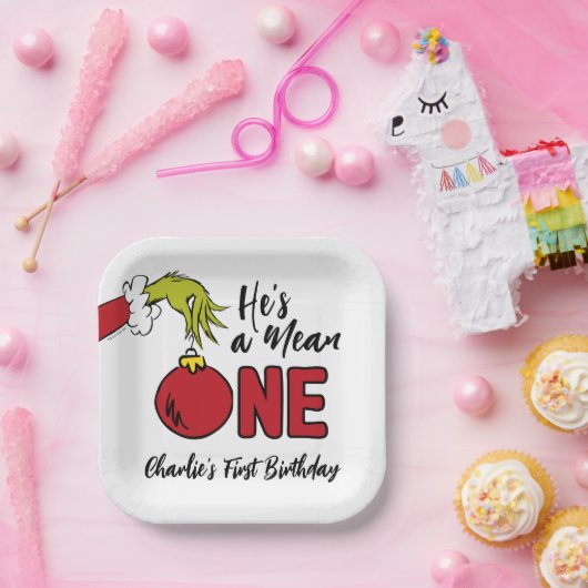 Hij is een gemene | Grinch Verjaardag Papieren Bordje (Feest)