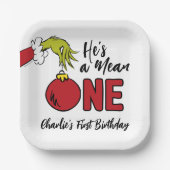 Hij is een gemene | Grinch Verjaardag Papieren Bordje (Voorkant)