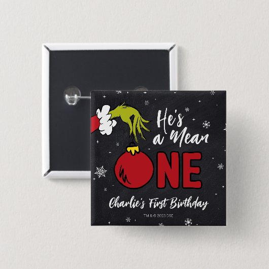 Hij is een gemene | Grinch Verjaardag Vierkante Button 5,1 Cm (Voorkant /achterkant)