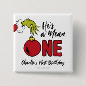 Hij is een gemene | Grinch Verjaardag Vierkante Button 5,1 Cm (Voorkant)