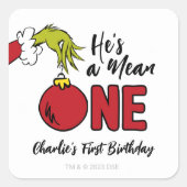 Hij is een gemene | Grinch Verjaardag Vierkante Sticker (Voorkant)