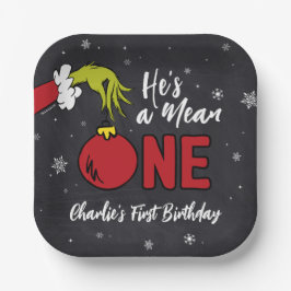 Hij is een gemene vent | Grinch krijtbord verjaard Papieren Bordje