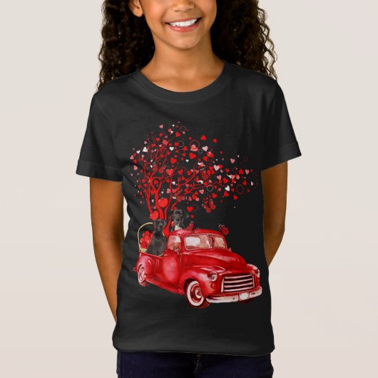 Hij is een grote Valentijn van de rode vrachtwagen T-shirt (Voorkant)