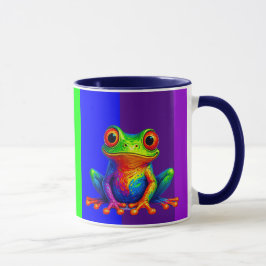 Hij is een mooie mug met zijn rigolotische kikker. mok