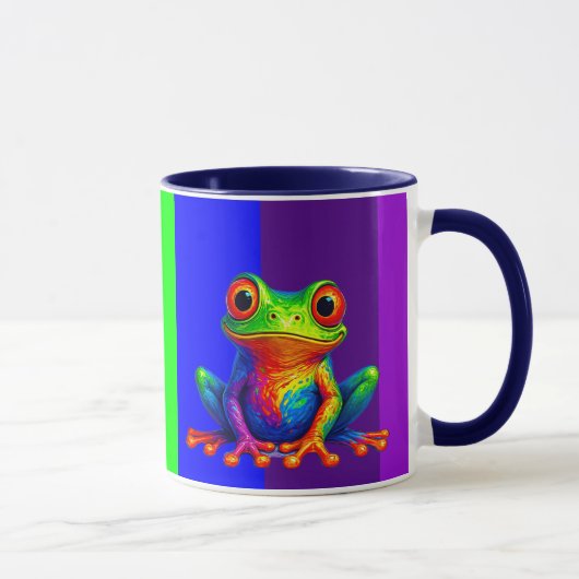 Hij is een mooie mug met zijn rigolotische kikker. mok (Rechts)