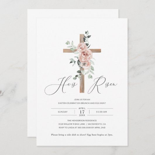 Hij is een opgewekte religieuze paasbrunch eierjac kaart (Voorkant / Achterkant)