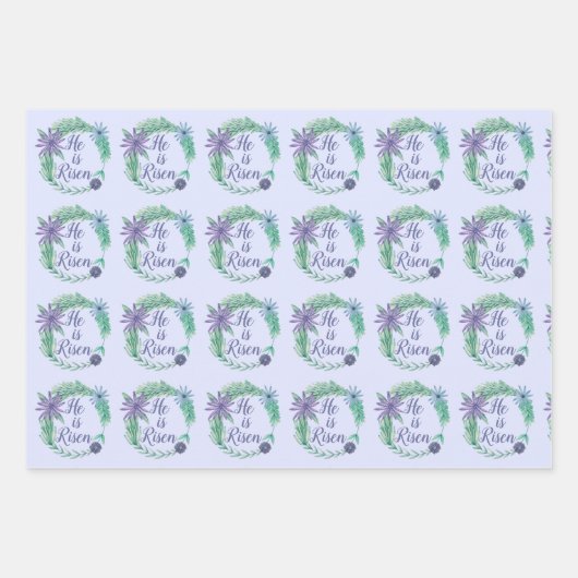 Hij is een prachtig Paars Religieus Pasen Inpakpapier Vel (Voorkant 3)