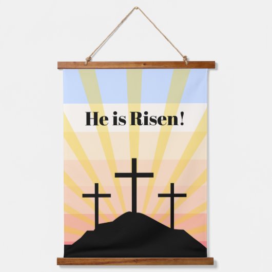 Hij is een Risen Retro Hangend Wandkleed (Voorkant)
