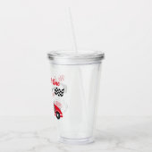 Hij is een snelle en feestelijke rode race auto ve acryl drinkbeker (Links)