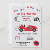 Hij is een snelle en feestelijke rode race auto ve kaart (Voorkant)