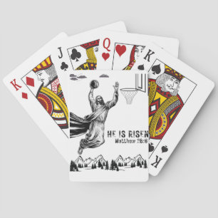 Hij is een verrezen Jezus basketbal grappige spele Pokerkaarten