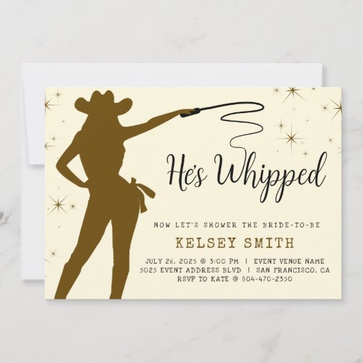 Hij is een Whipped Cowgirl Whip Vrijgezellenfeest Kaart (Voorkant)
