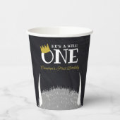 Hij is een Wild One - 1e verjaardag kroonbord Papieren Bekers (Links)